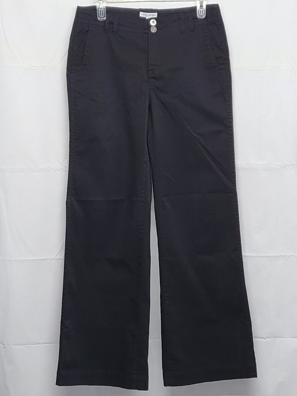 Fashion Bug Womens Pants Wide Leg Size 8 Chino Twill Stretch Pockets Black